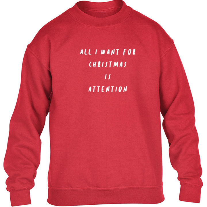 All I Want For Christmas Is Attention Childrens Ages 3/4-12/14 Unisex Jumper K2468 - Illustrated Identity Ltd.
