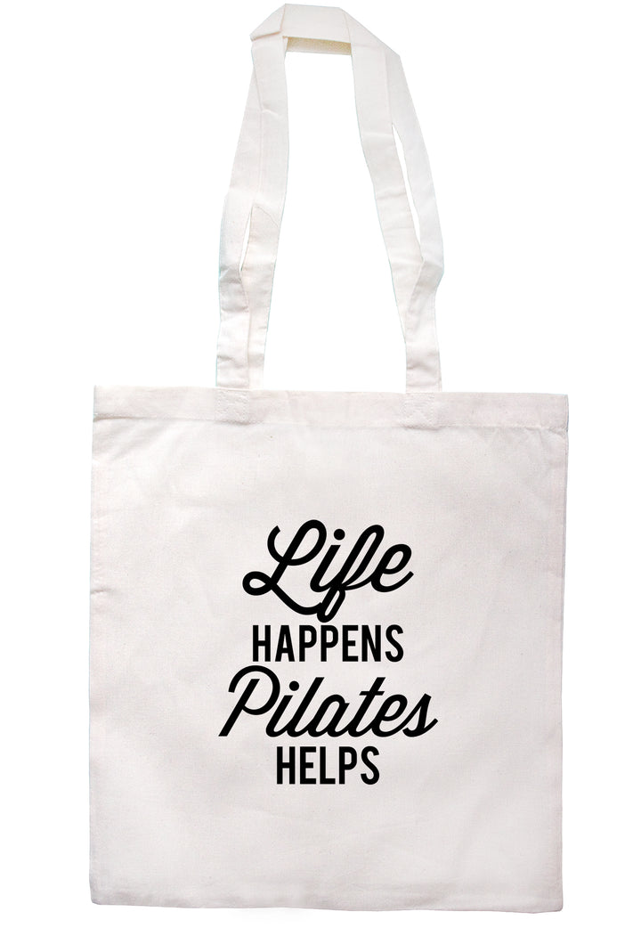 Life Happens Pilates Helps Tote Bag K2510 - Illustrated Identity Ltd.