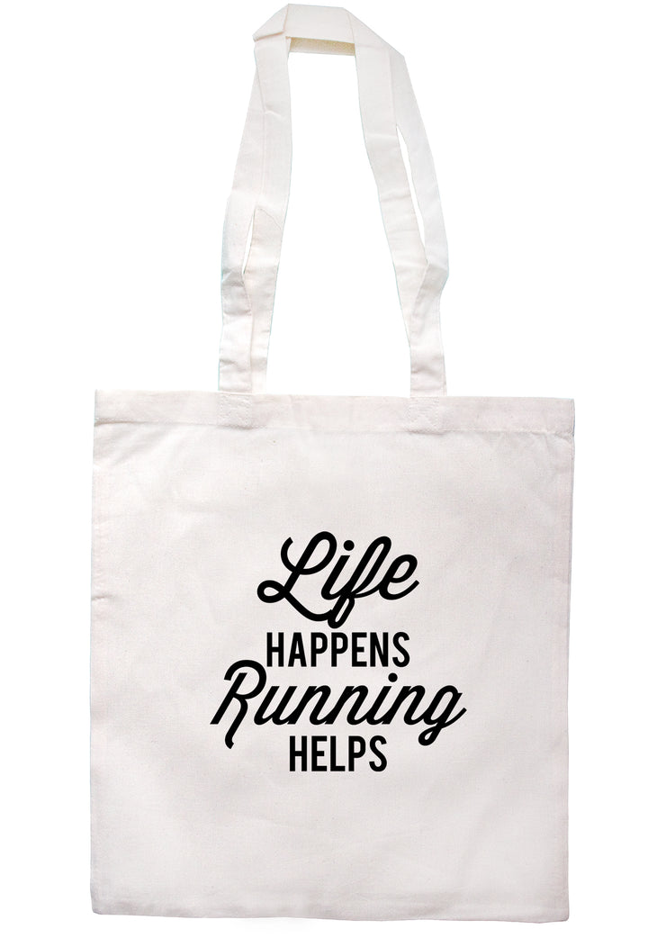 Life Happens Running Helps Tote Bag K2511 - Illustrated Identity Ltd.