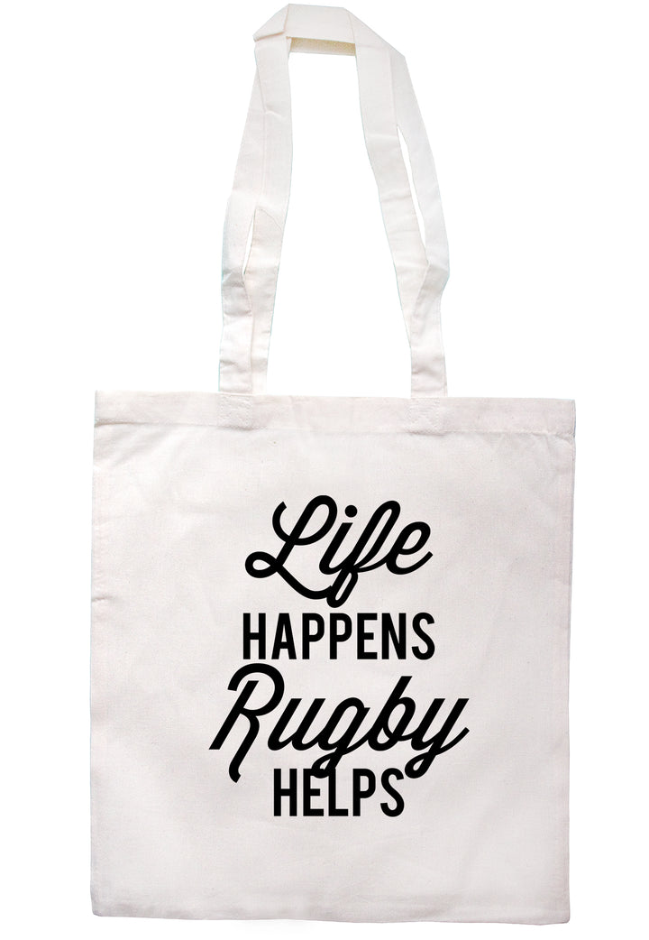 Life Happens Rugby Helps Tote Bag K2537 - Illustrated Identity Ltd.