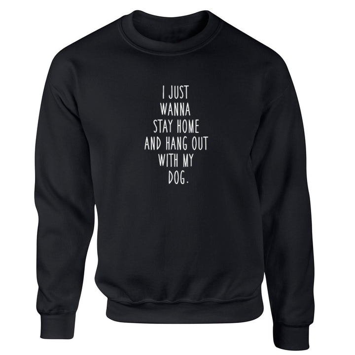 I Just Wanna Stay Home And Hang Out With My Dog Unisex Jumper S0828 - Illustrated Identity Ltd.