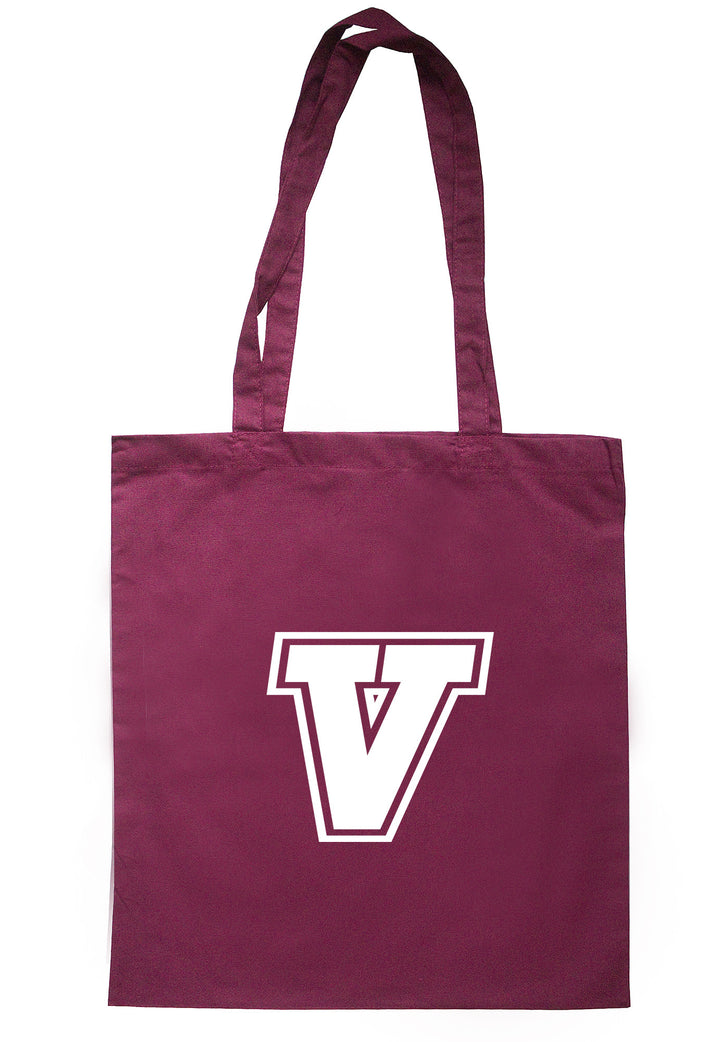Letter 'V' Initial Tote Bag TB0732 - Illustrated Identity Ltd.